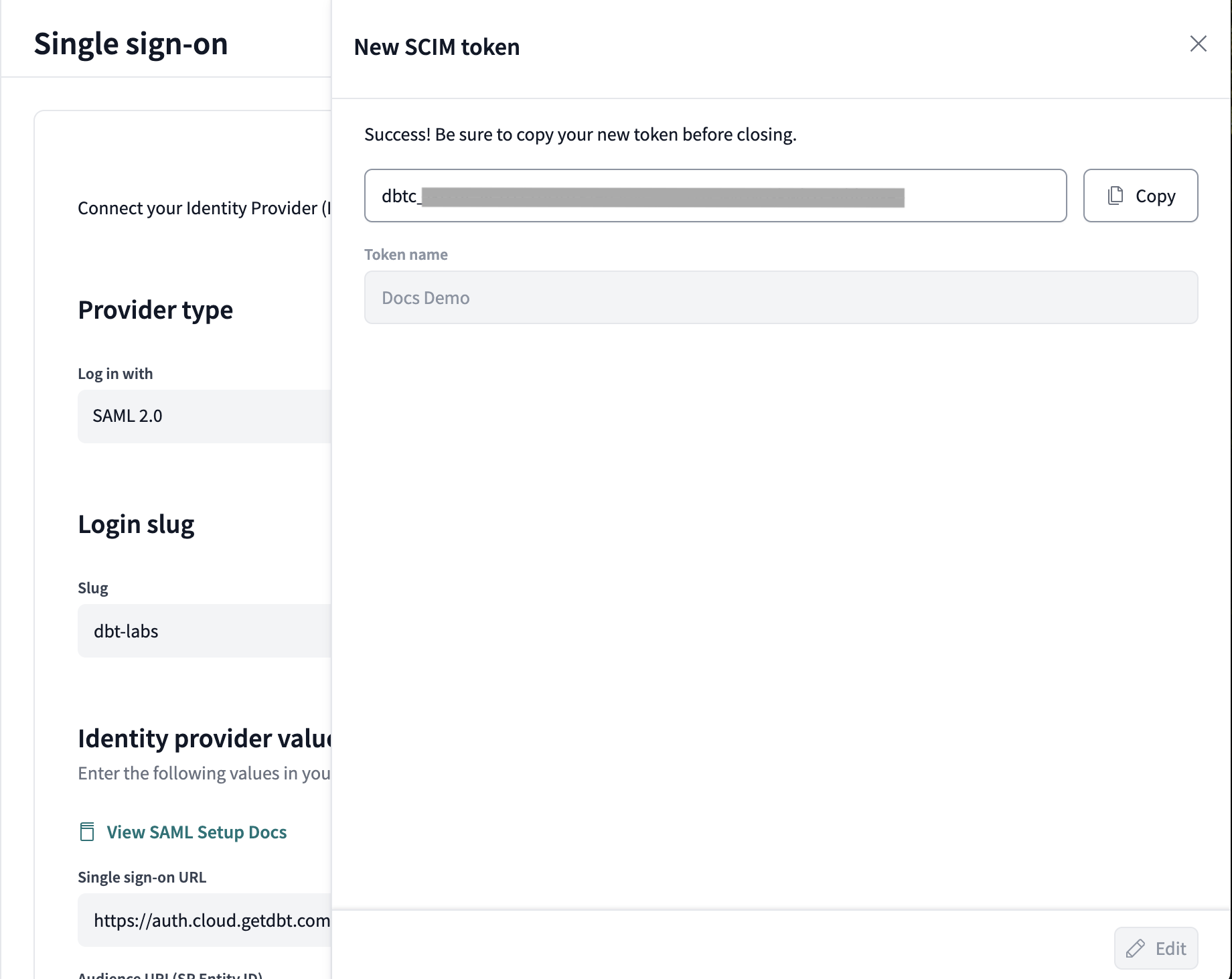 Give your token and identifier.