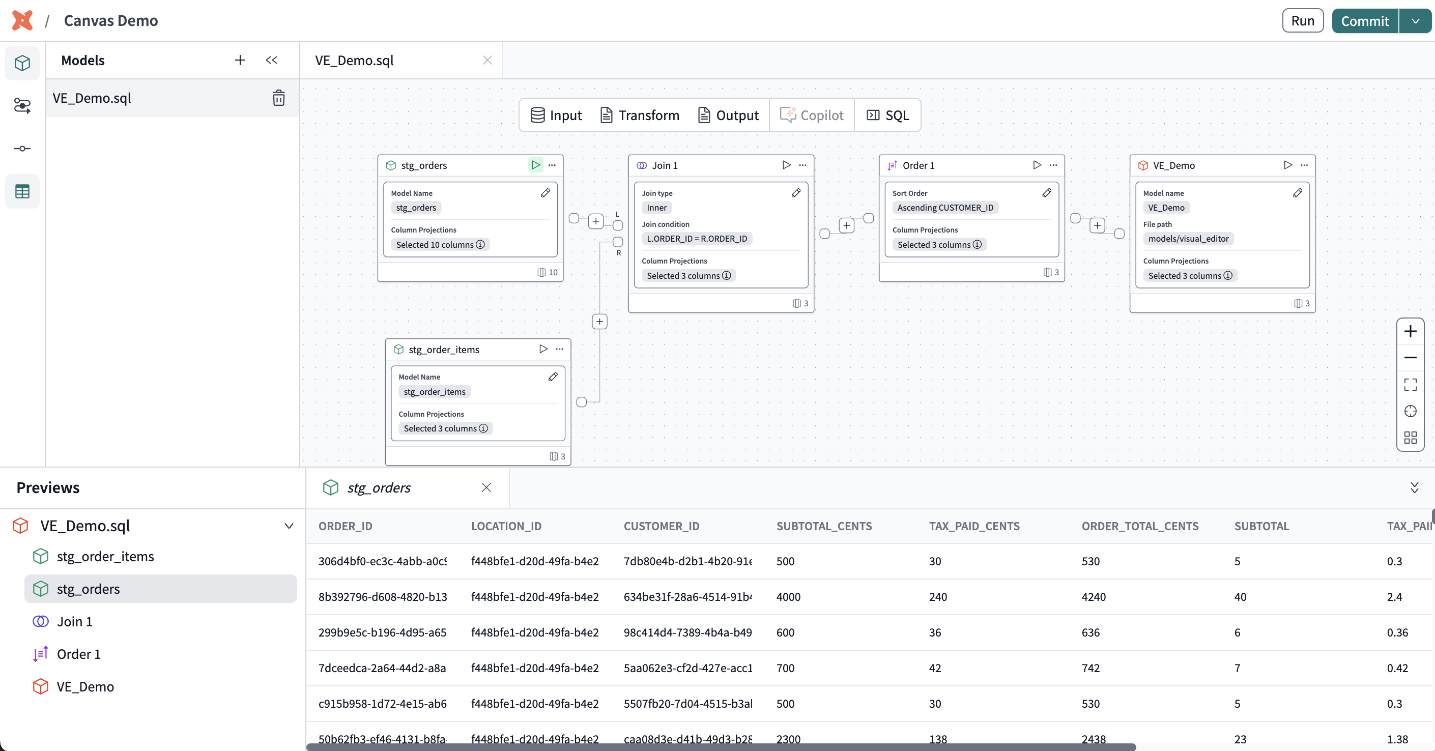 Create or edit dbt models with Canvas, enabling everyone to develop with dbt through a drag-and-drop experience inside of dbt Cloud.