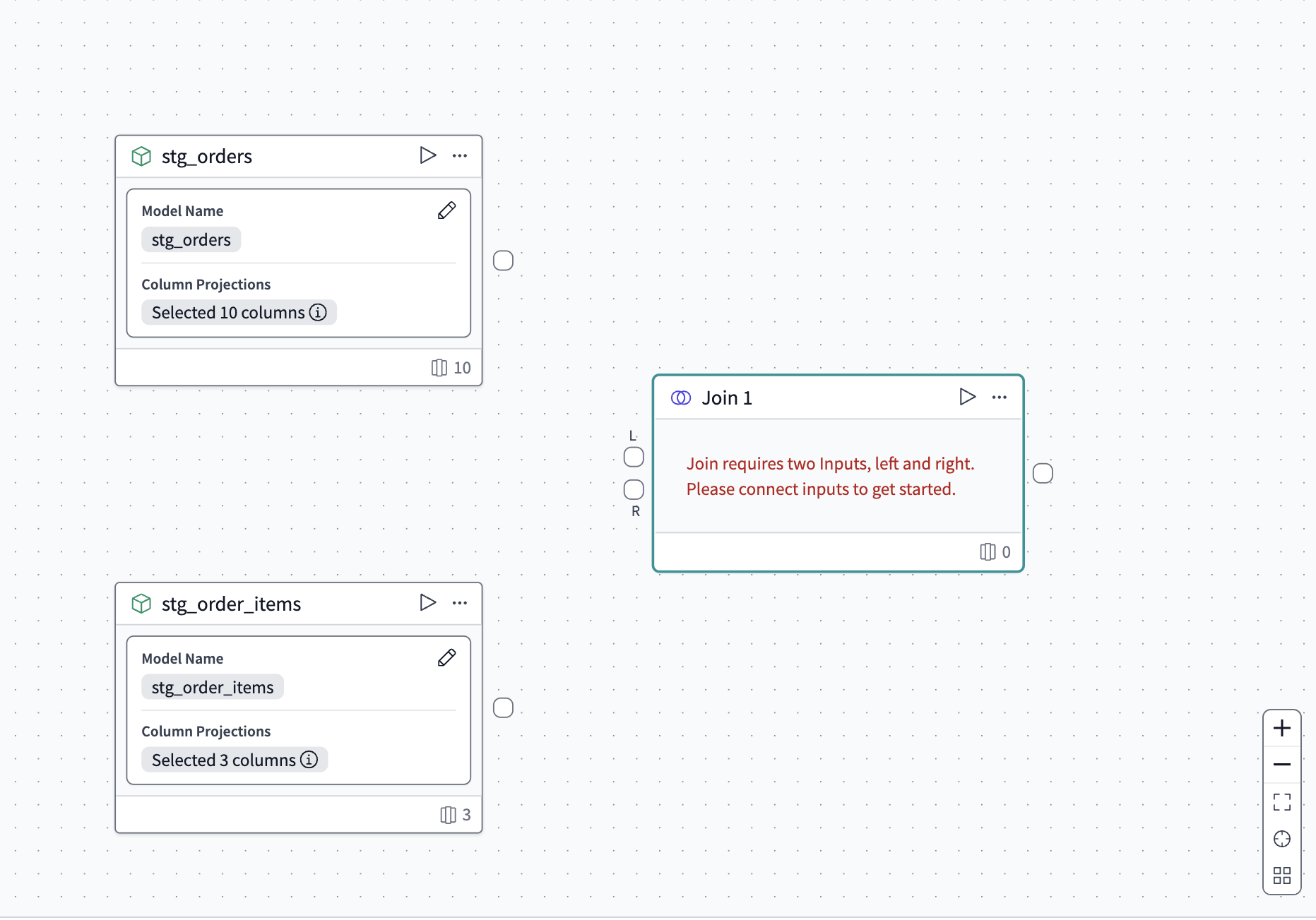 A join that has not been connected to the models