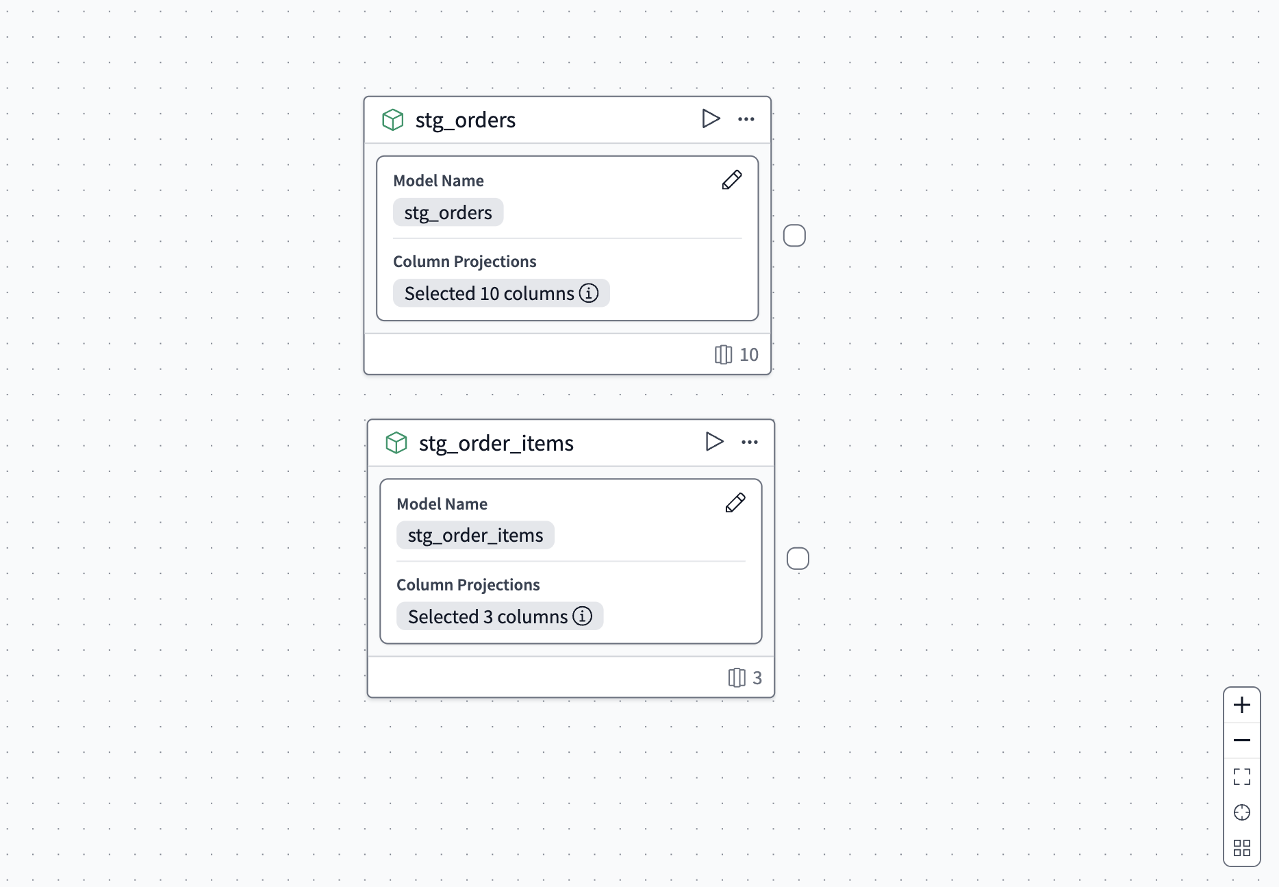 Two model operators in the canvas. Two model operators in the canvas.