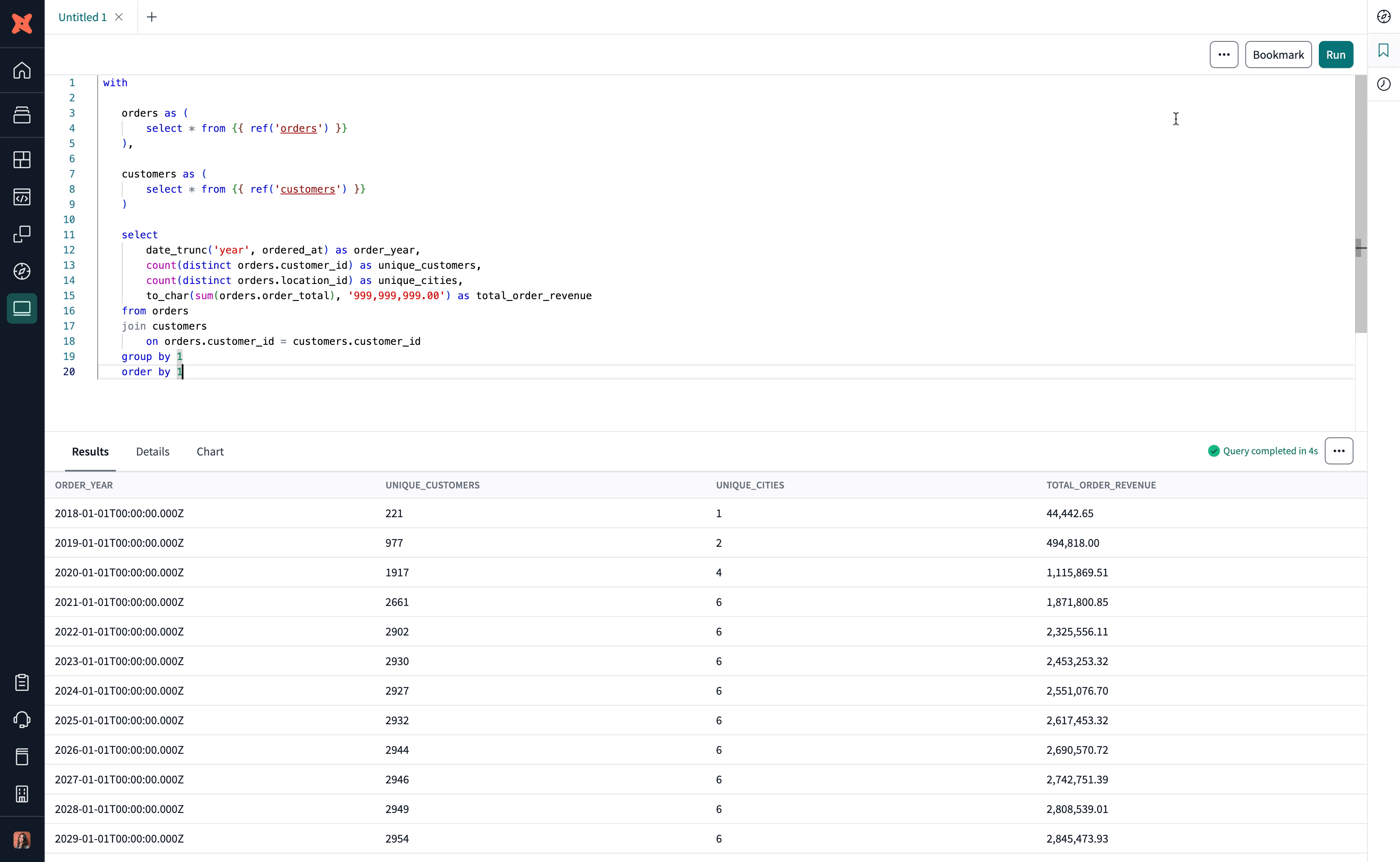 dbt Insights bookmark icon
