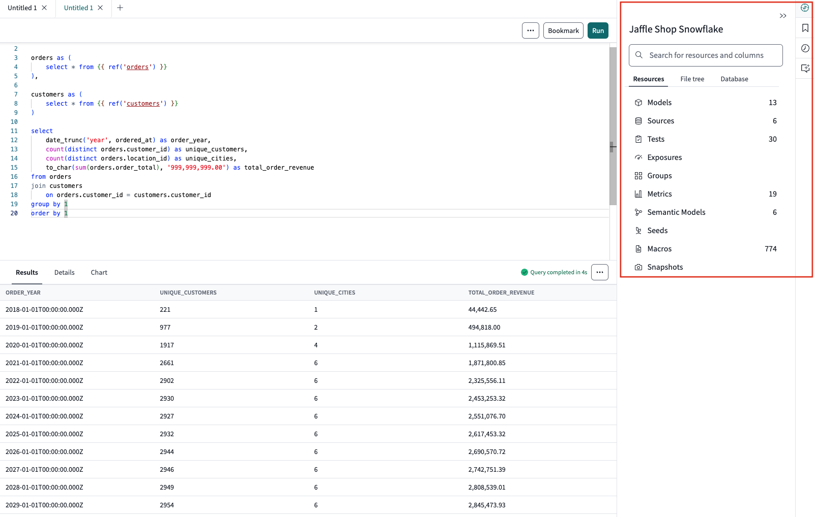 dbt Insights integrated with dbt Explorer