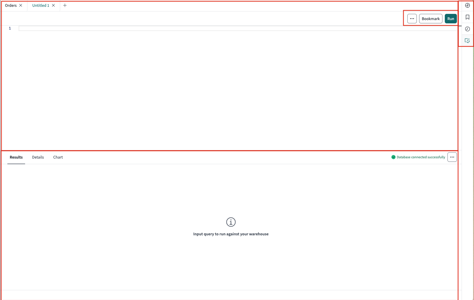 dbt Insights main interface with blank query editor